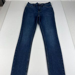 Free People Jean Women 29 R High Rise Long Jeans Skinny Blue Faded Stretch Denim
